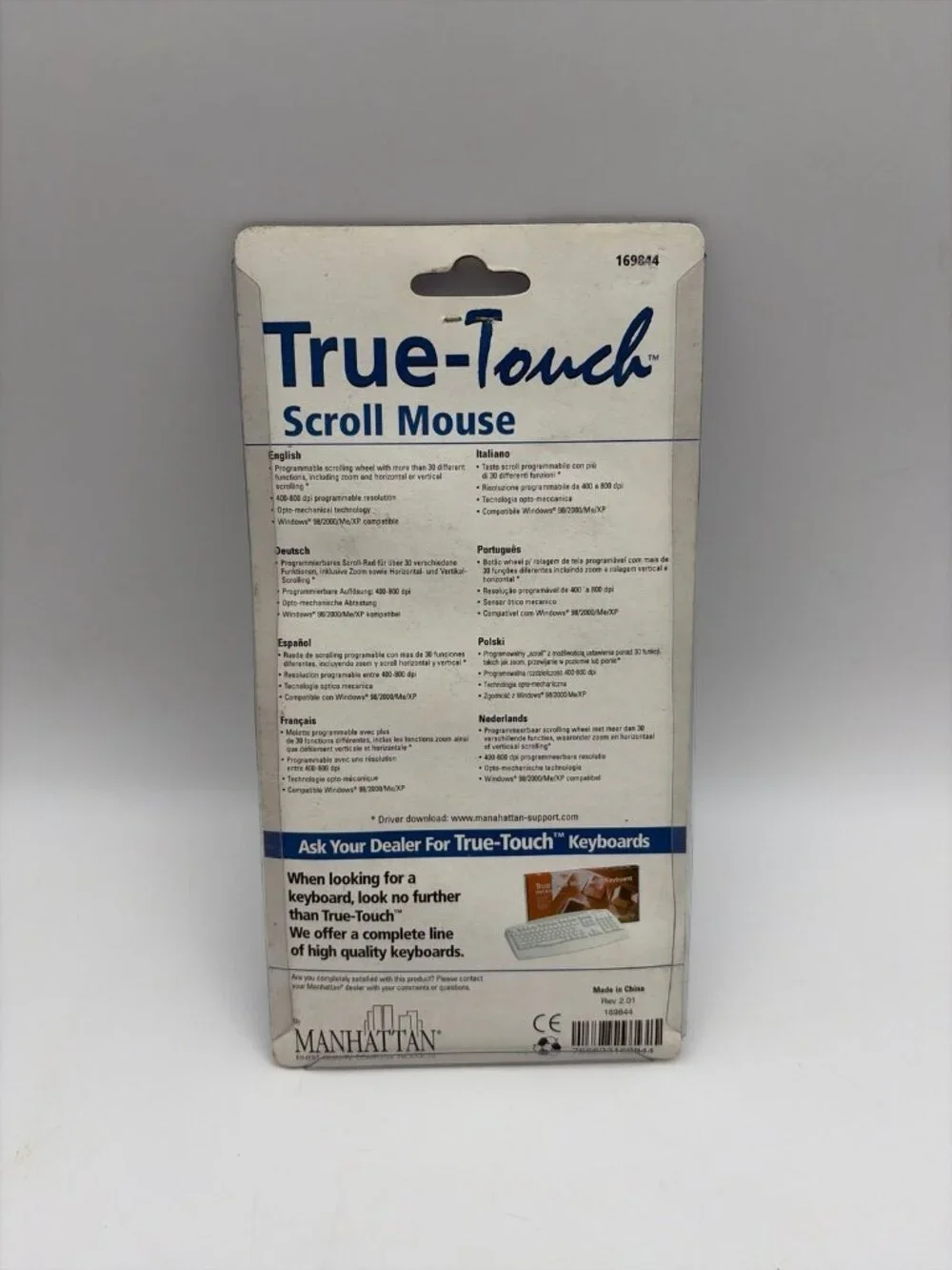 Manhattan True-Touch PS/2 Scroll Mouse 169844 New